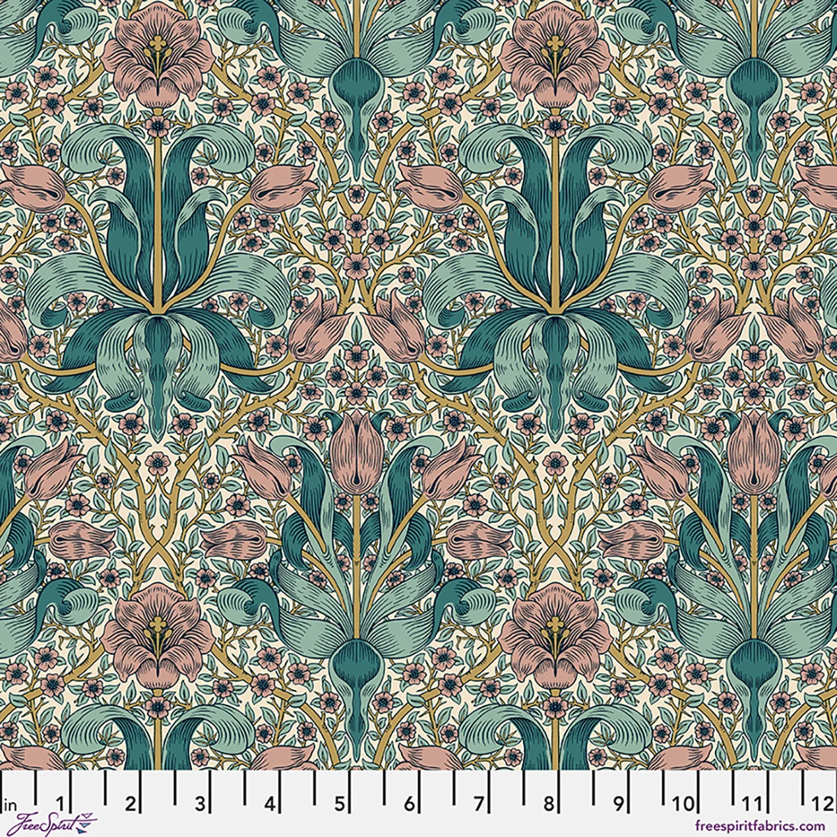 William Morris 'Spring Thicket - Teal' Bomuld - Billede 2